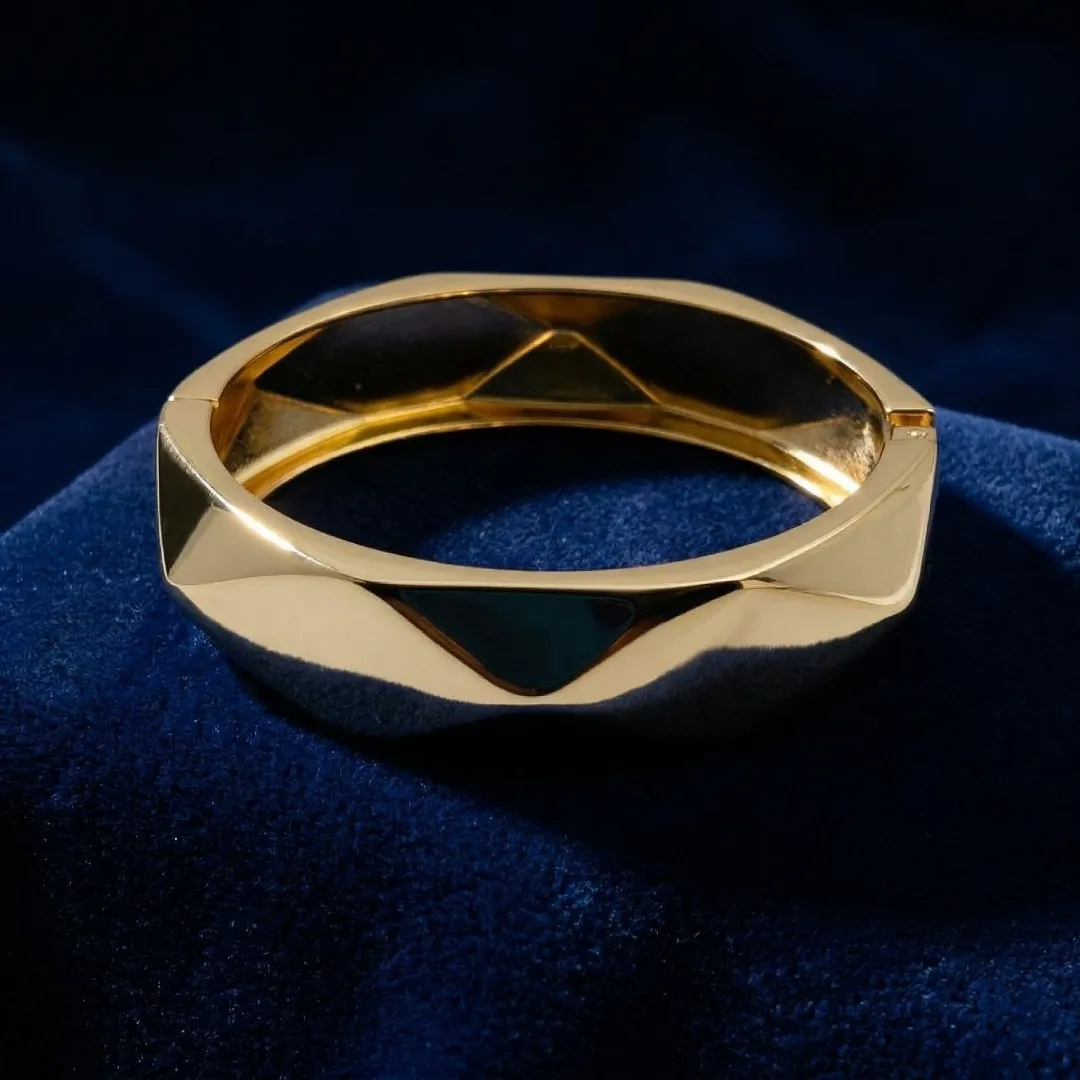 Geometric Minimal Statement Bangle – Stainless Steel 18K Gold Plated Designer Party Wear Jewellery