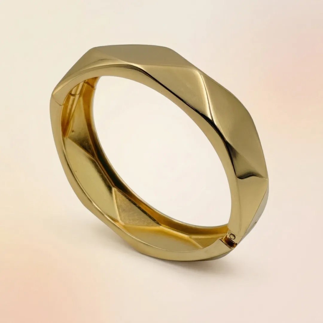 Geometric Minimal Statement Bangle – Stainless Steel 18K Gold Plated Designer Party Wear Jewellery