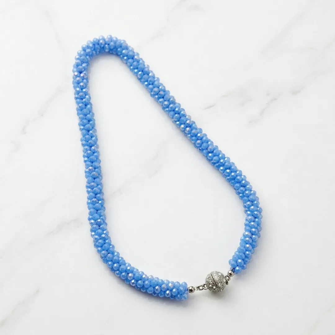Blue Beaded Traditional Necklace with Magnetic Lock - Designer Fashion Jewellery for Bridal & Party Wear
